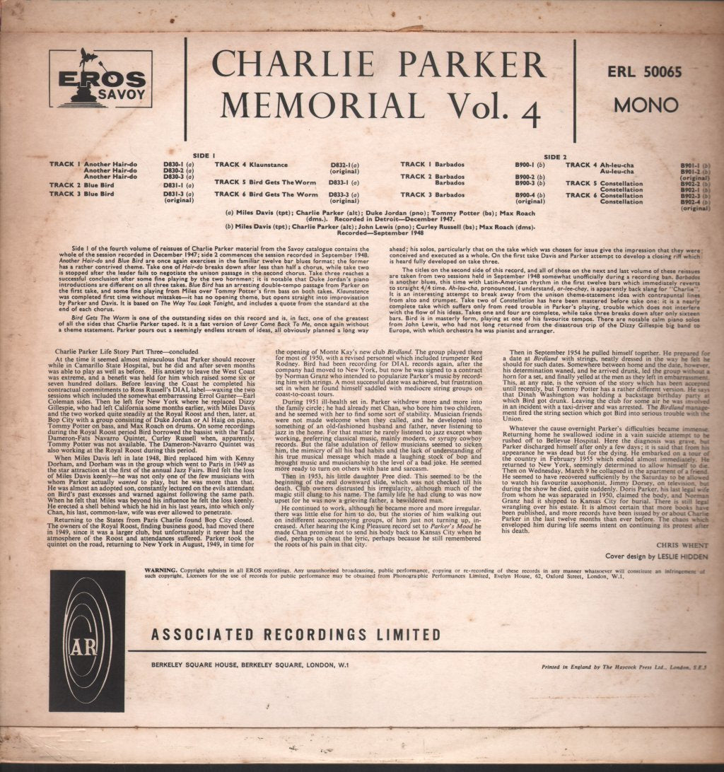 Charlie Parker - Memorial Vol. 4 - Lp