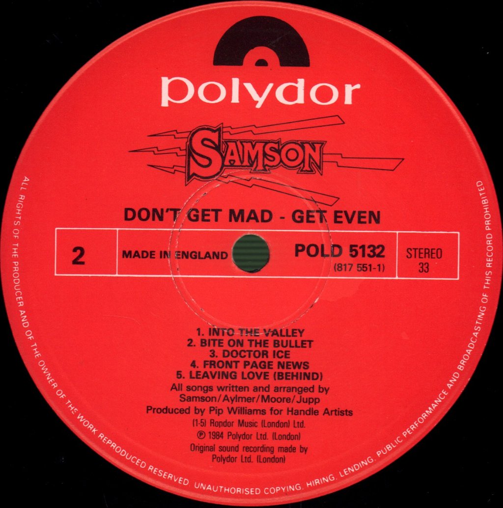 Samson (Nwobhm/Metal Group) - Don't Get Mad Get Even - Lp