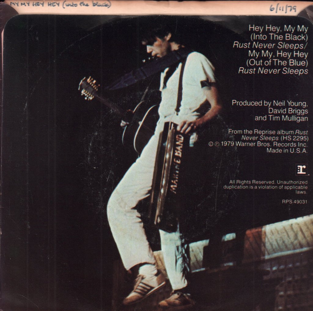 Neil Young - Hey Hey, My My (Into The Black) - 7 Inch