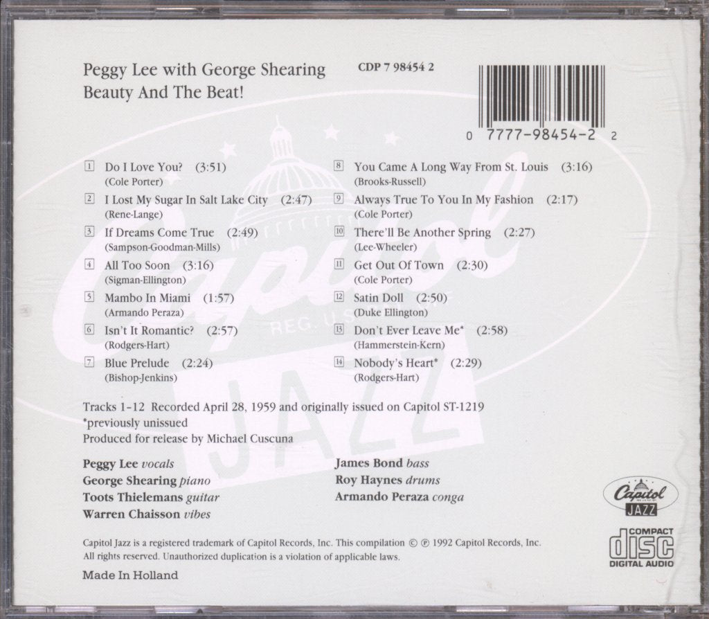 Peggy Lee And George Shearing - Beauty And The Beat! - Cd
