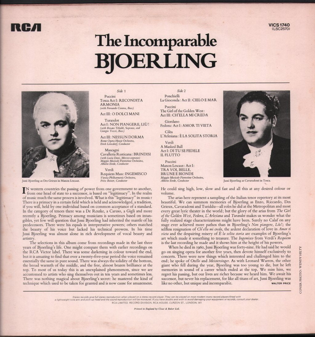 Jussi Bjoerling - Incomparable Bjoerling - Lp