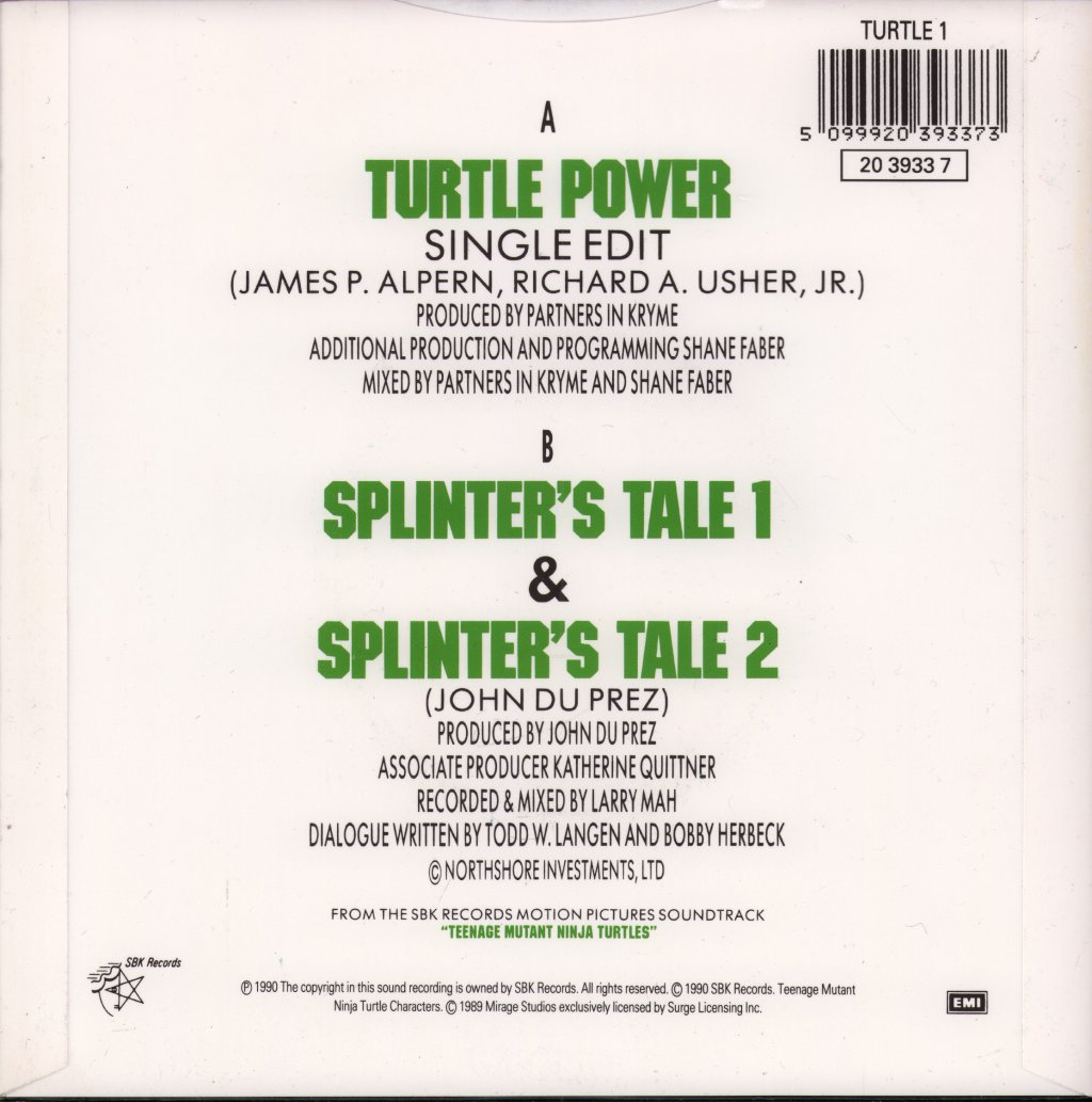 Partners In Kryme - Turtle Power - 7 Inch