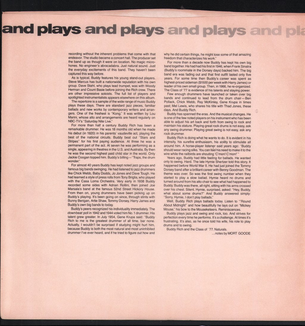 Buddy Rich - Buddy Rich Plays And Plays And Plays - Lp