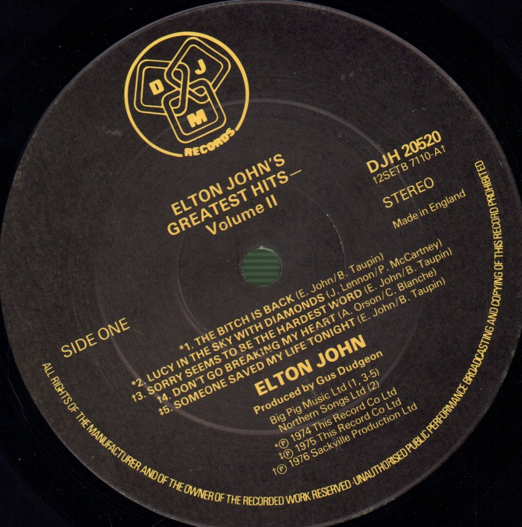 Elton John - Greatest Hits Volume 2 - Lp