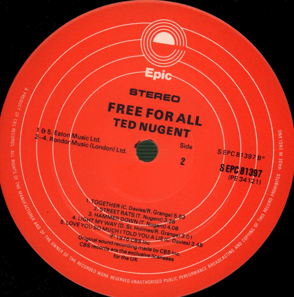 Ted Nugent - Free For All - Lp