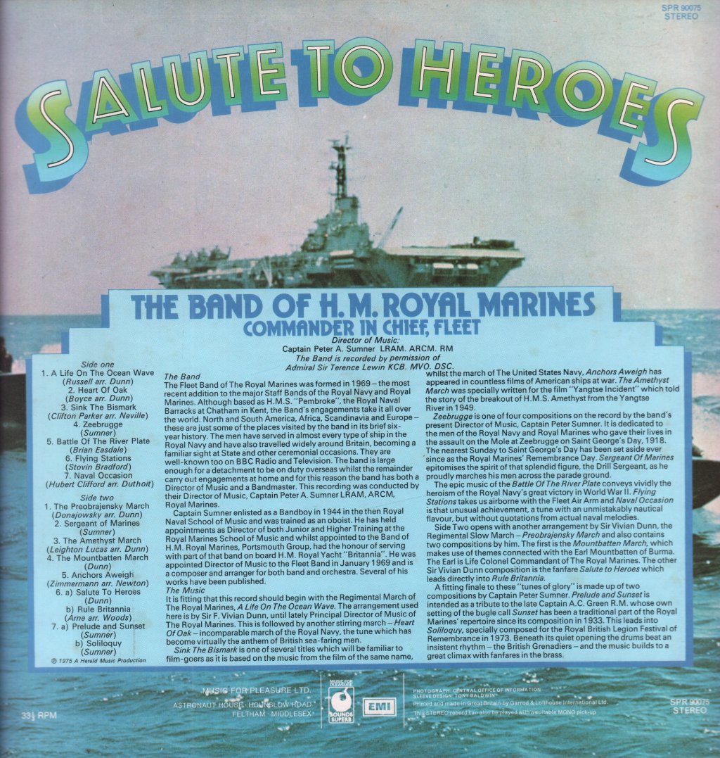 Band Of H.M. Royal Marines, Portsmouth - Salute To Heroes - Lp