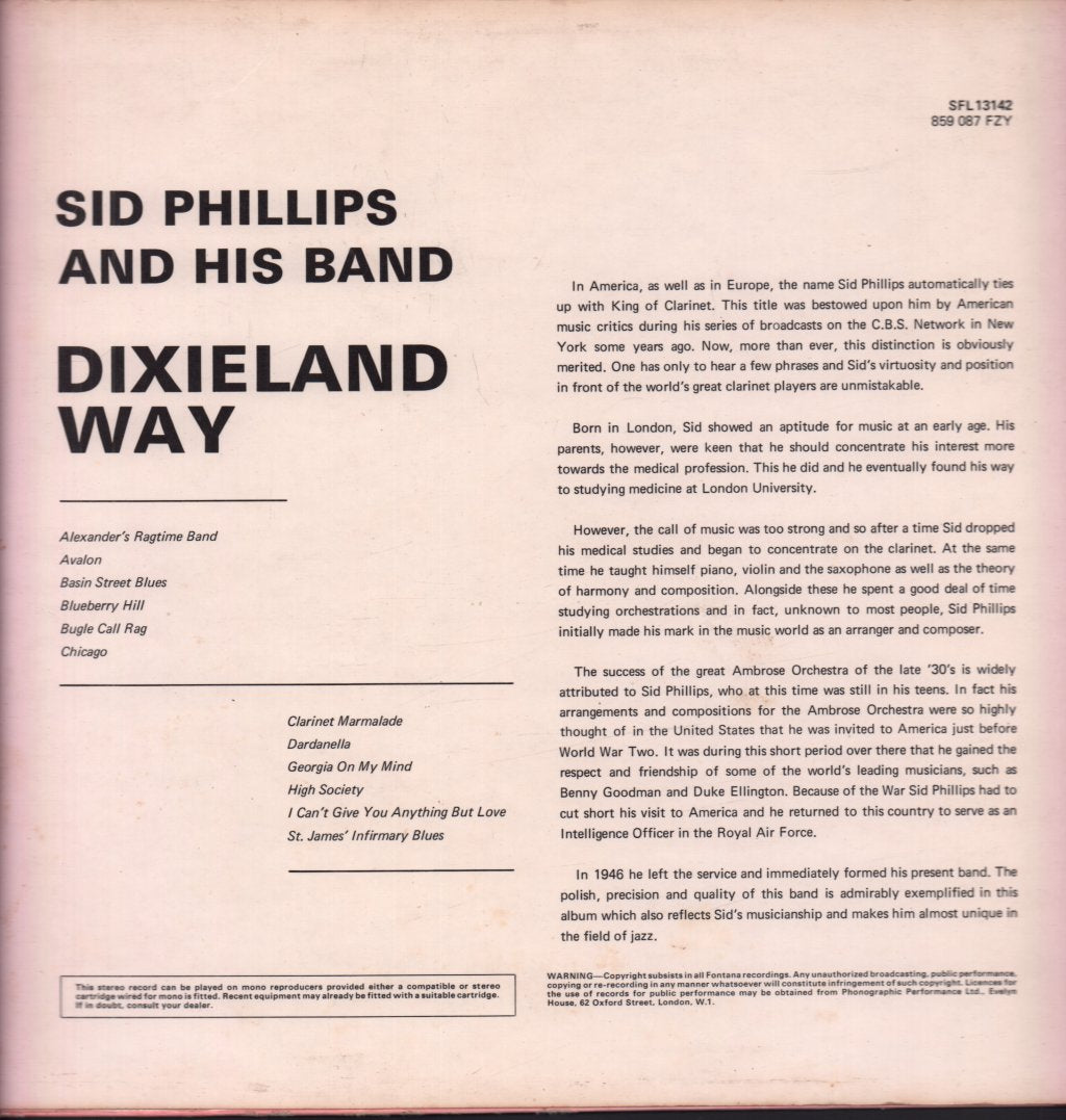 Sid Philips And His Band - Dixieland Way - Lp