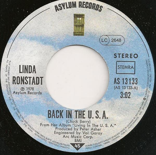 Linda Ronstadt - Back In The USA - 7 Inch