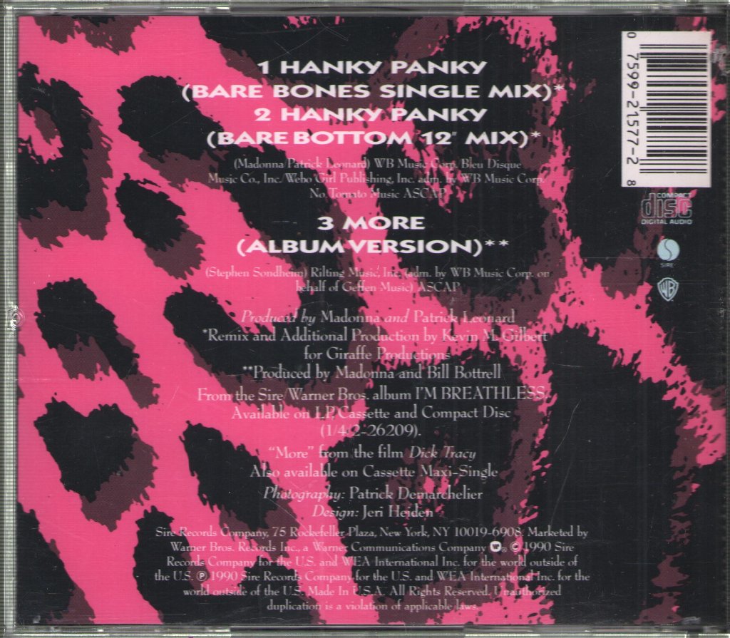 Madonna - Hanky Panky - Cd
