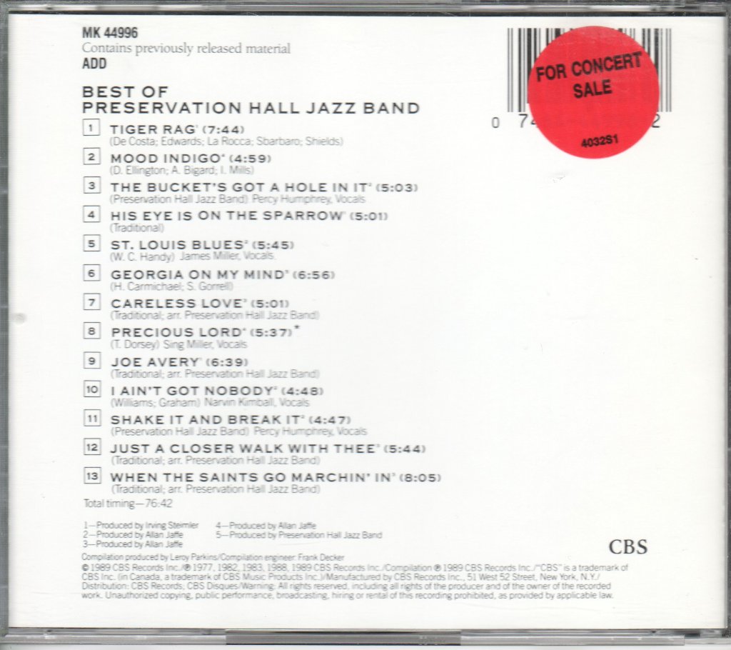 Preservation Hall Jazz Band - Best Of Preservation Hall Jazz Band - Cd