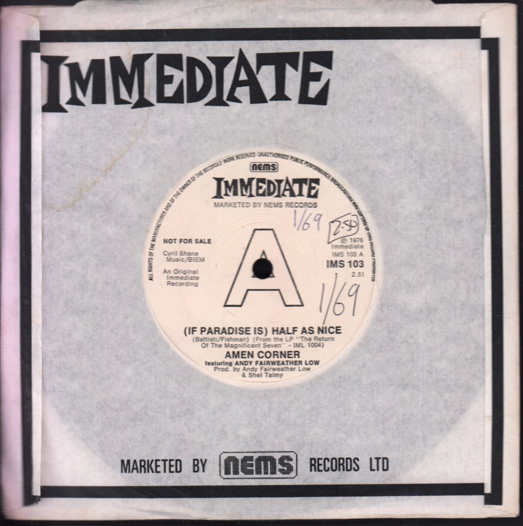Amen Corner - (If Paradise Is) Half As Nice - 7 Inch