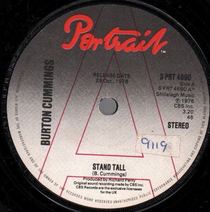 Burton Cummings - Stand Tall - 7 Inch