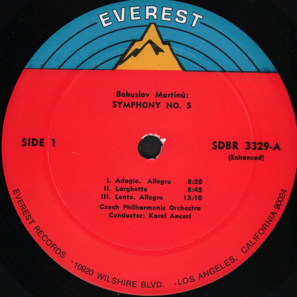 Karel Ancerl / Czech Philharmonic Orchestra - Martinu - Symphony No. 5 and Martinu Field Mass - Lp