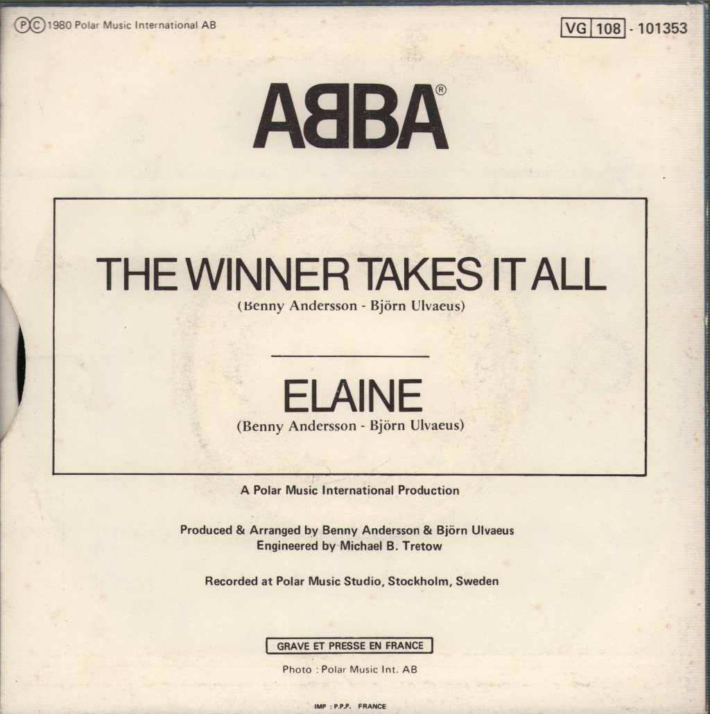 ABBA - Winner Takes It All / Elaine - 7 Inch