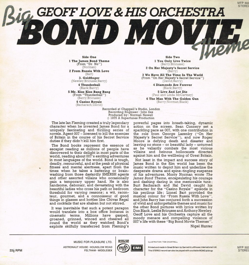 Geoff Love And His Orchestra - Big Bond Movie Themes - Lp