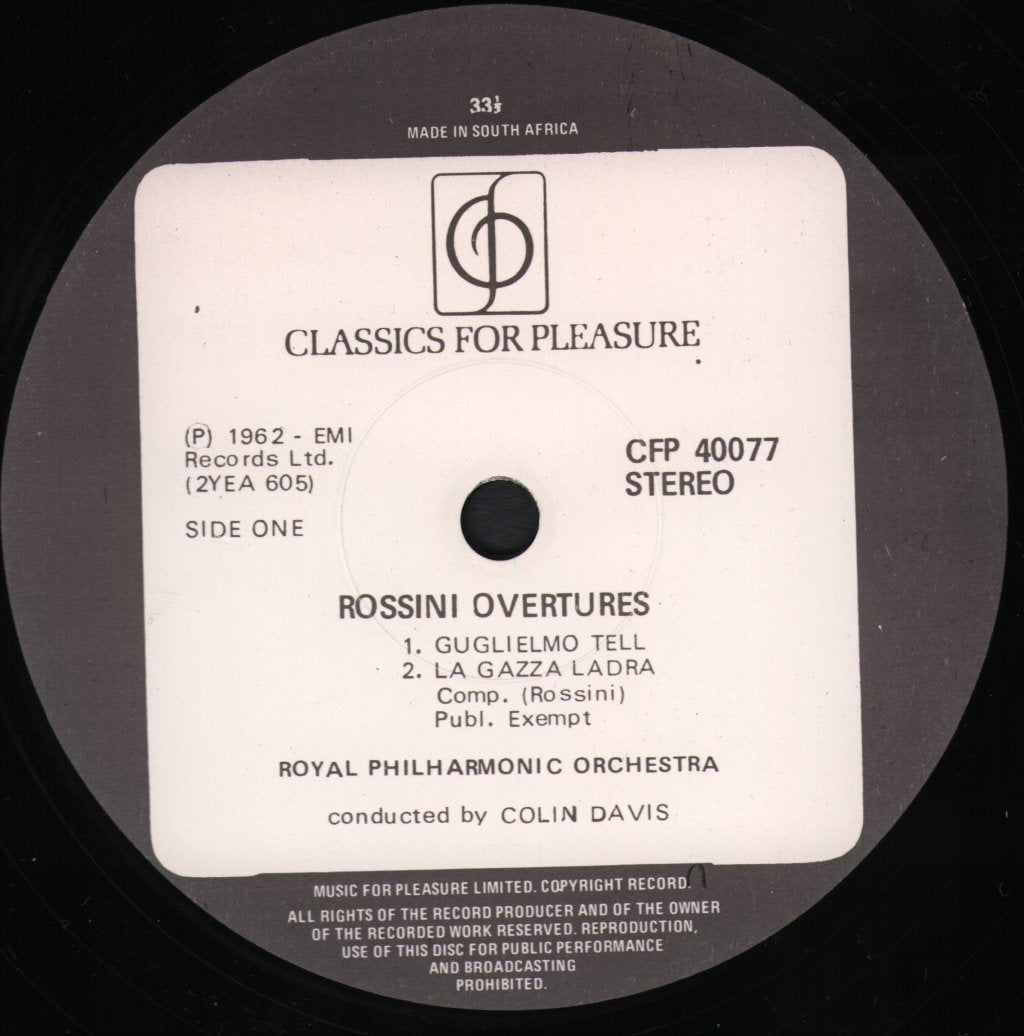 Colin Davis / Royal Philharmonic Orchestra - Rossini Overtures - Lp