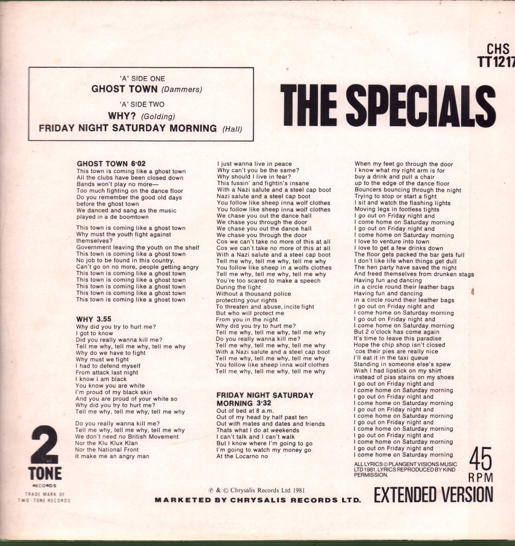 Specials - Ghost Town - 12 Inch