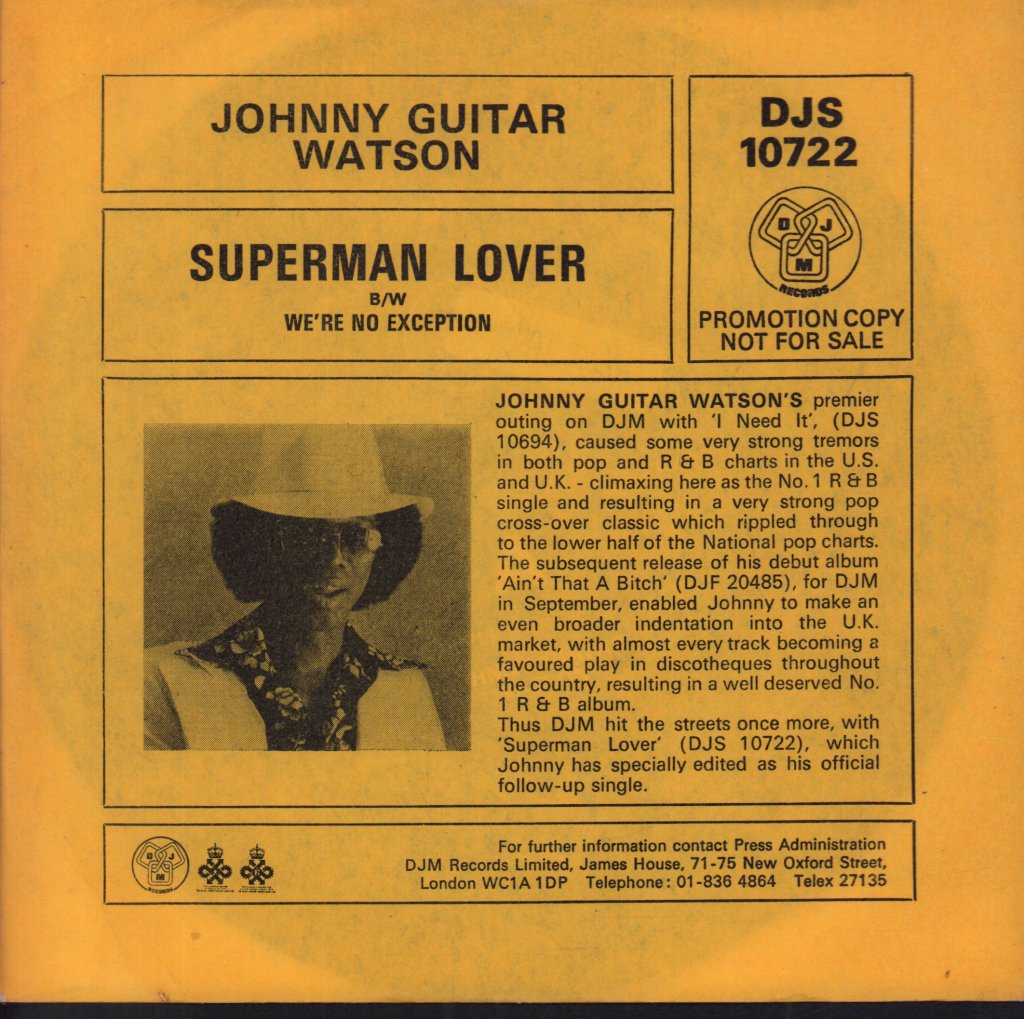 Johnny Guitar Watson - Superman Lover - 7 Inch