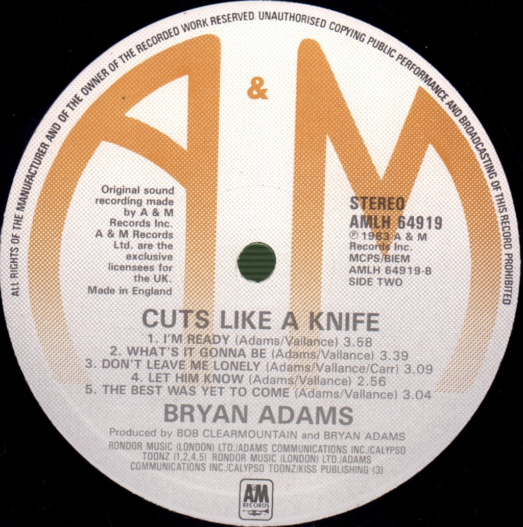 Bryan Adams - Cuts Like A Knife - Lp