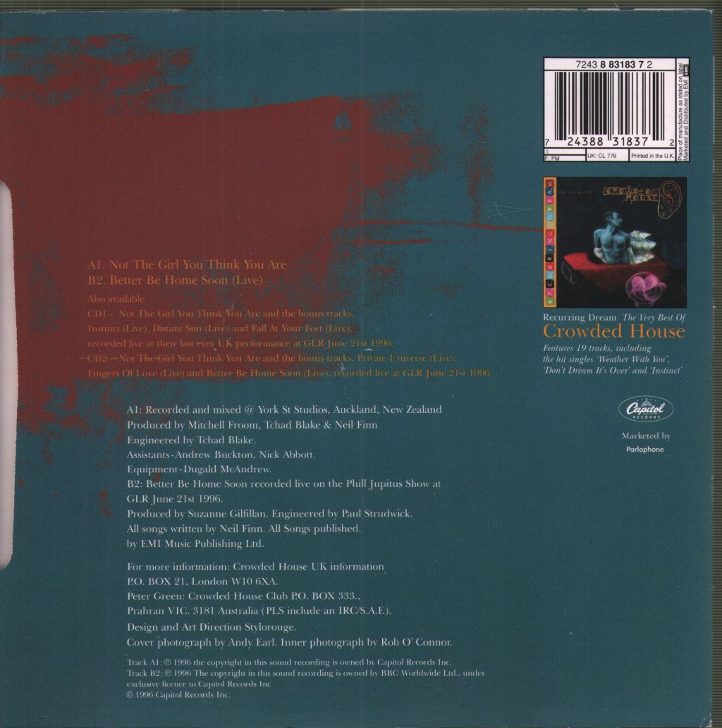 Crowded House - Not The Girl You Think You Are - 7 Inch
