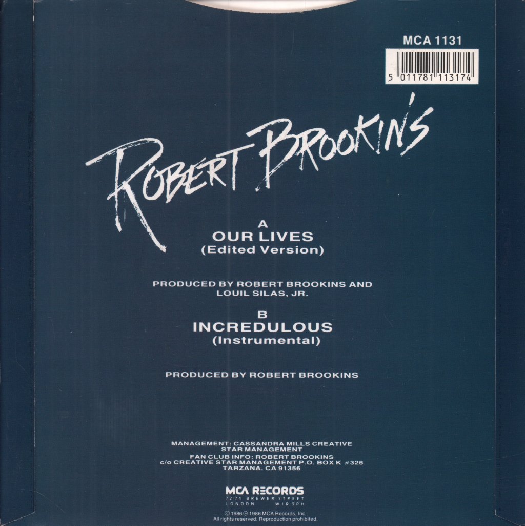 Robert Brookins - Our Lives - 7 Inch
