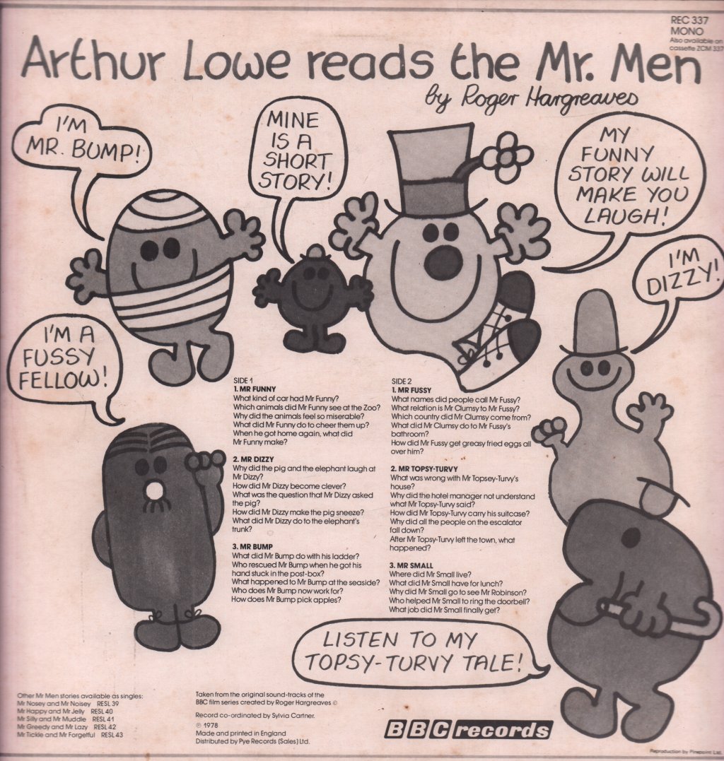 Arthur Lowe - Mr Men Stories - Lp
