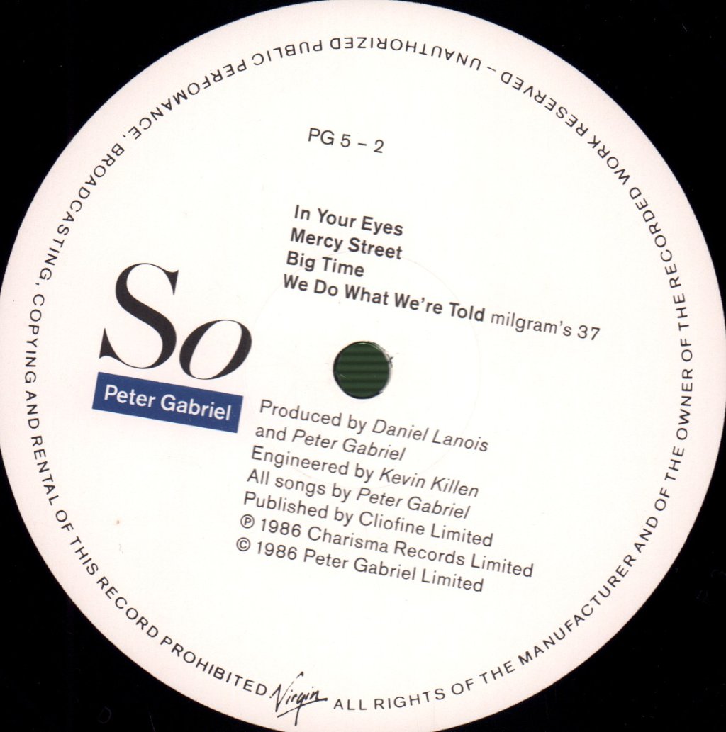 Peter Gabriel - So - Lp