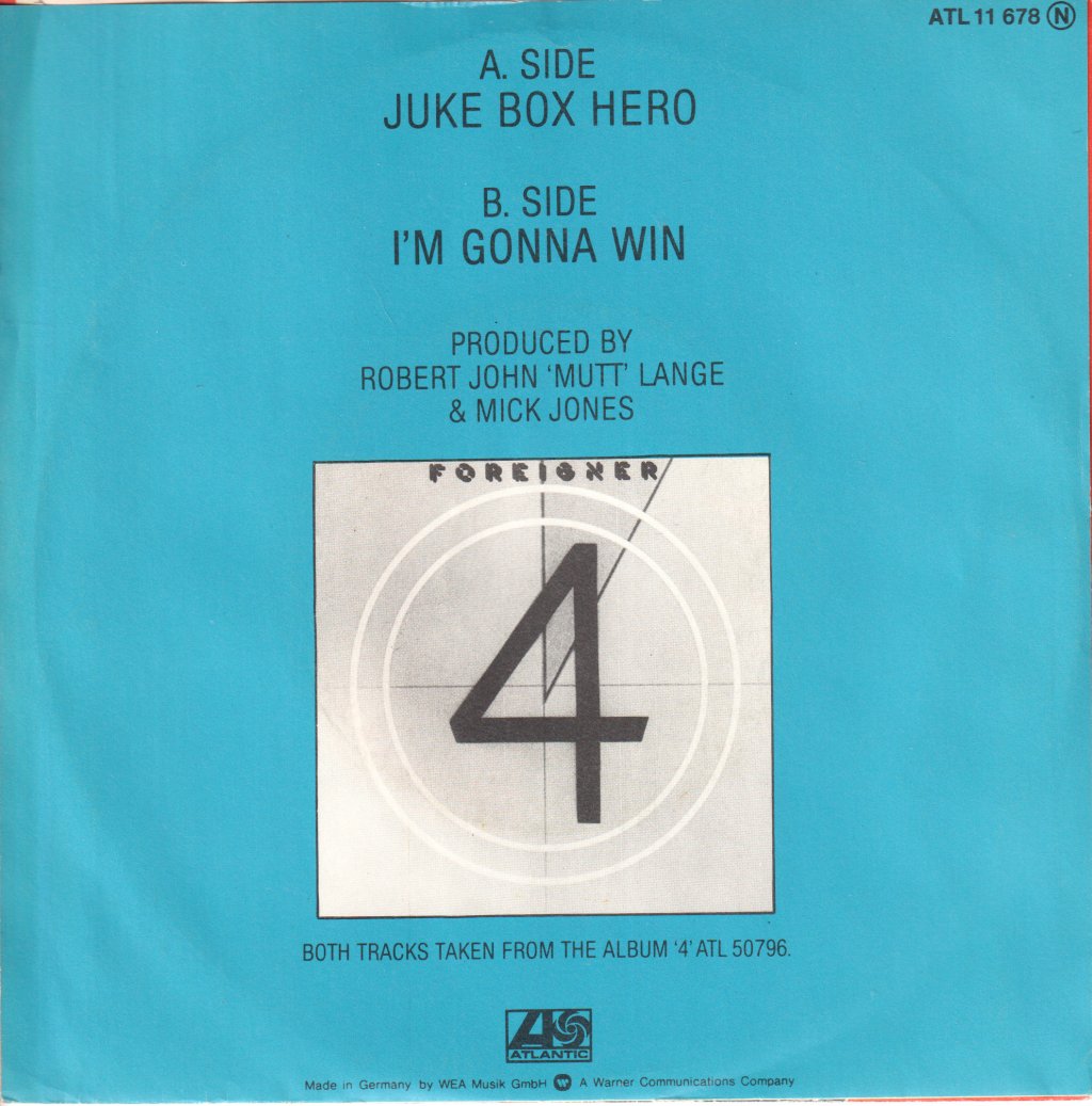 Foreigner - Juke Box Hero - 7 Inch