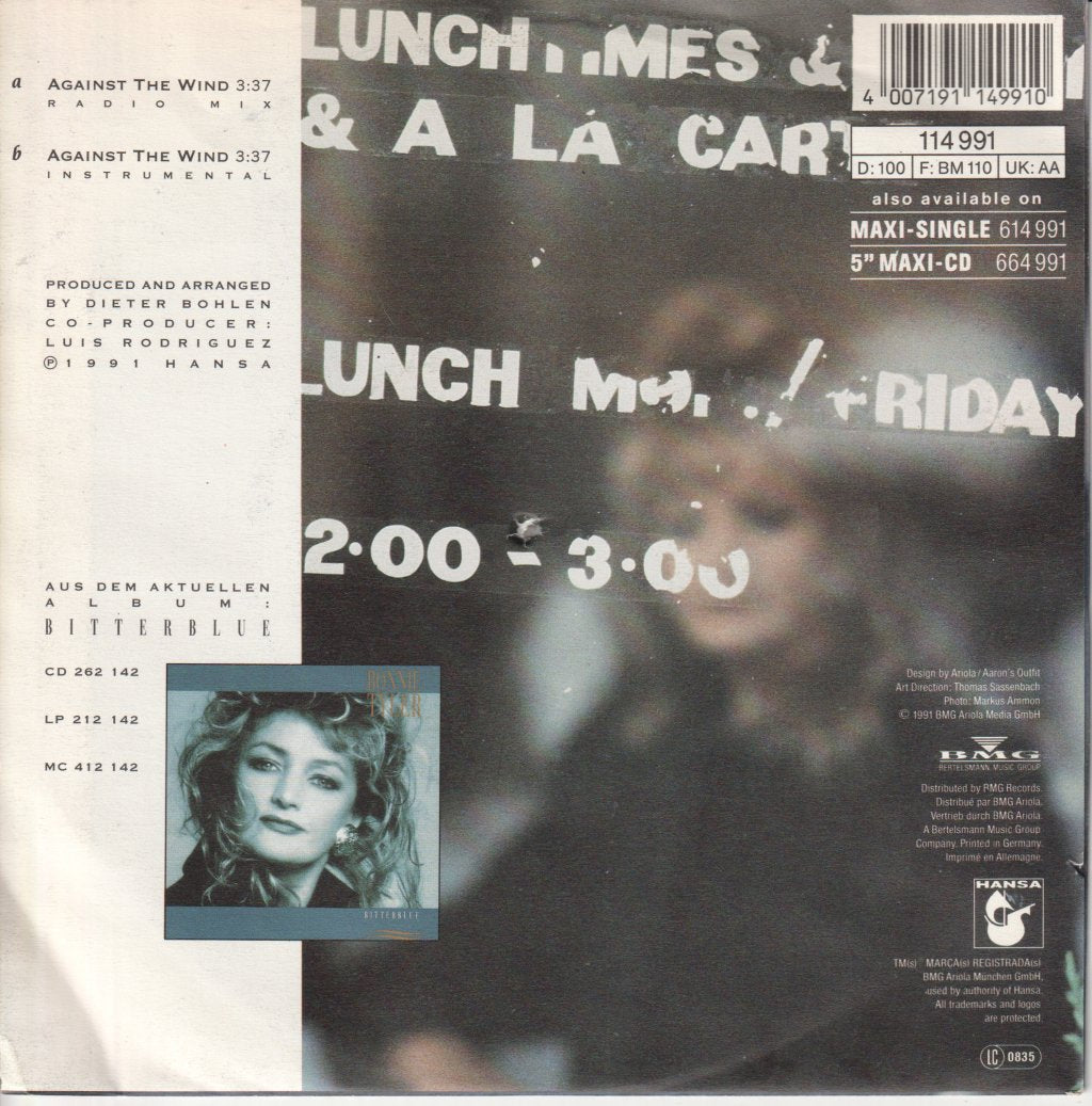 Bonnie Tyler - Against The Wind - 7 Inch