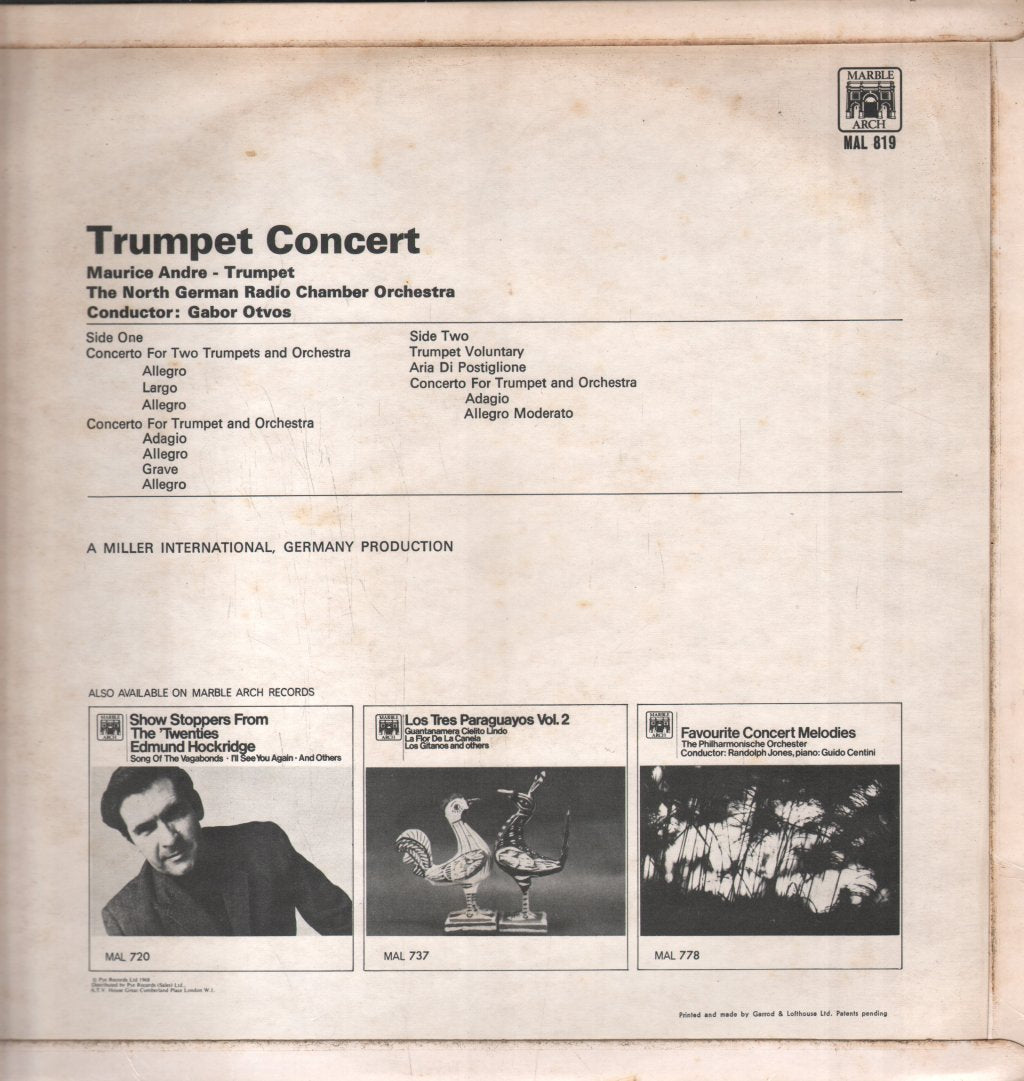 Maurice Andre / North German Radio Chamber Orchestra - Trumpet Concert - Lp