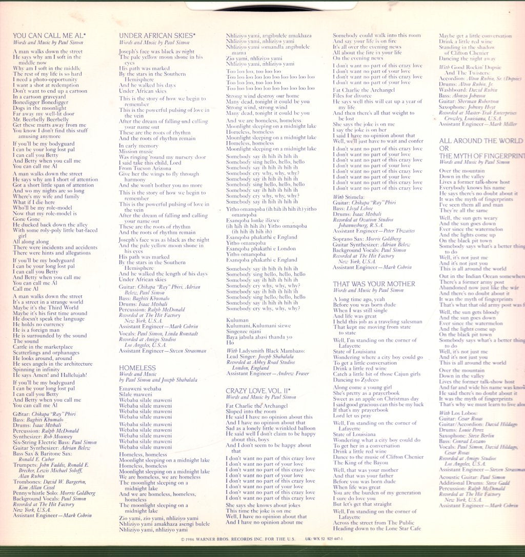Paul Simon - Graceland - Lp