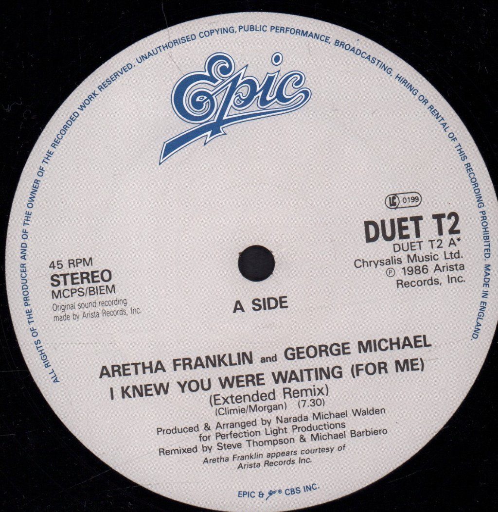 Aretha Franklin And George Michael - I Knew You Were Waiting For Me - 12 Inch