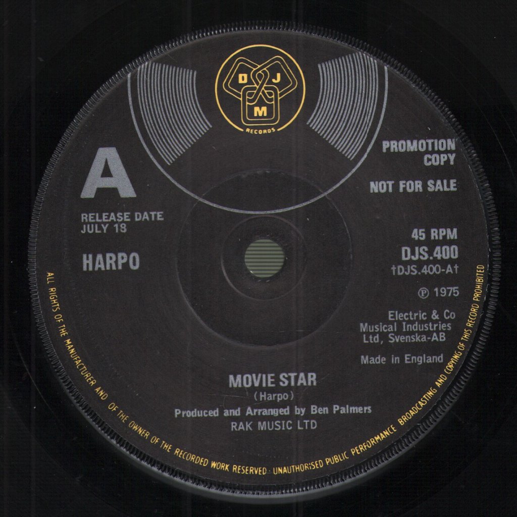 Harpo - Movie Star - 7 Inch