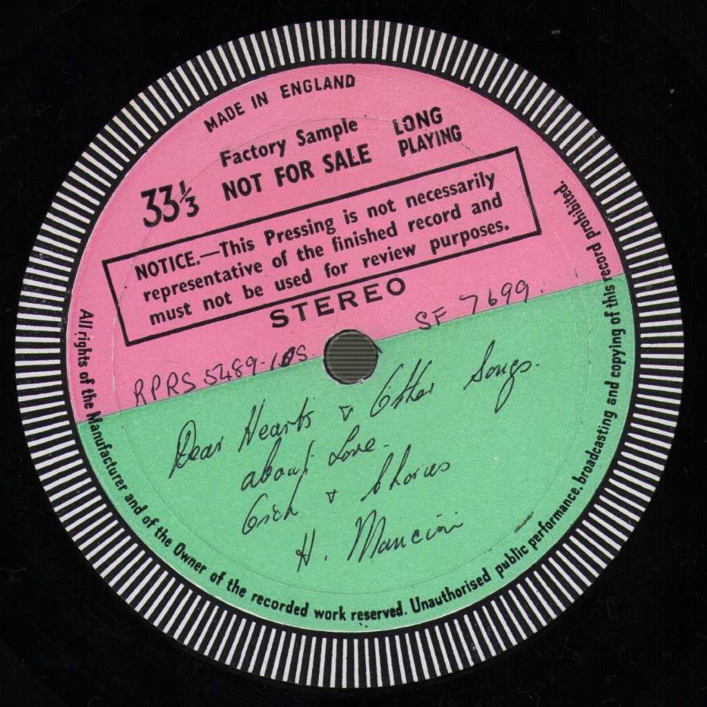 Orchestra And Chorus Of Henry Mancini - Dear Heart And Other Songs About Love - Lp