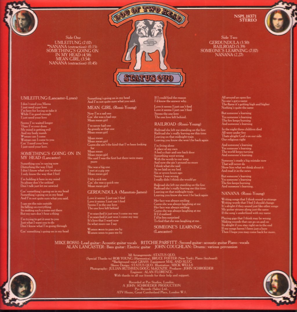 Status Quo - Dog Of Two Head - Lp