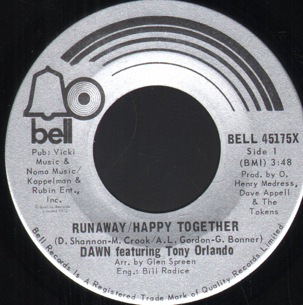 Dawn Featuring Tony Orlando - Runway / Happy Together - 7 Inch