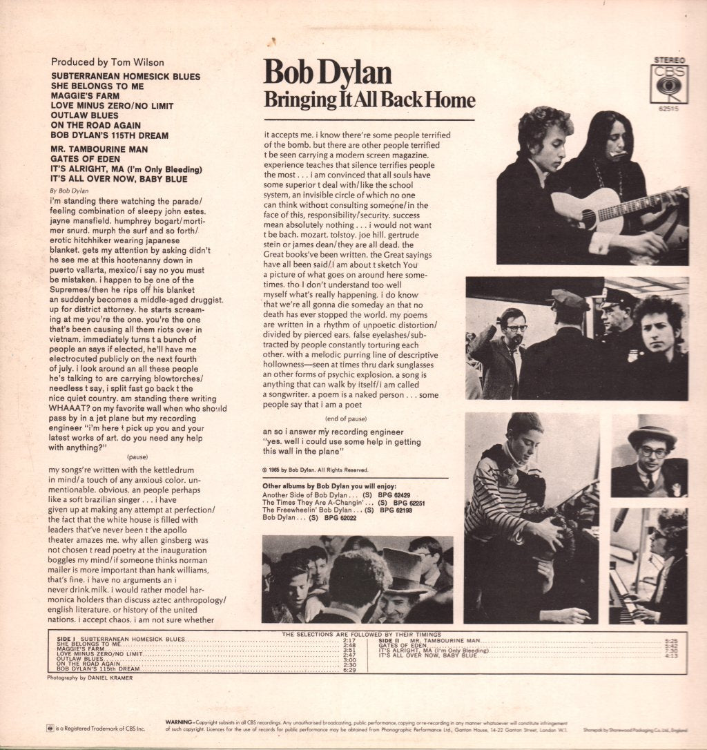 Bob Dylan - Bringing It All Back Home - Lp