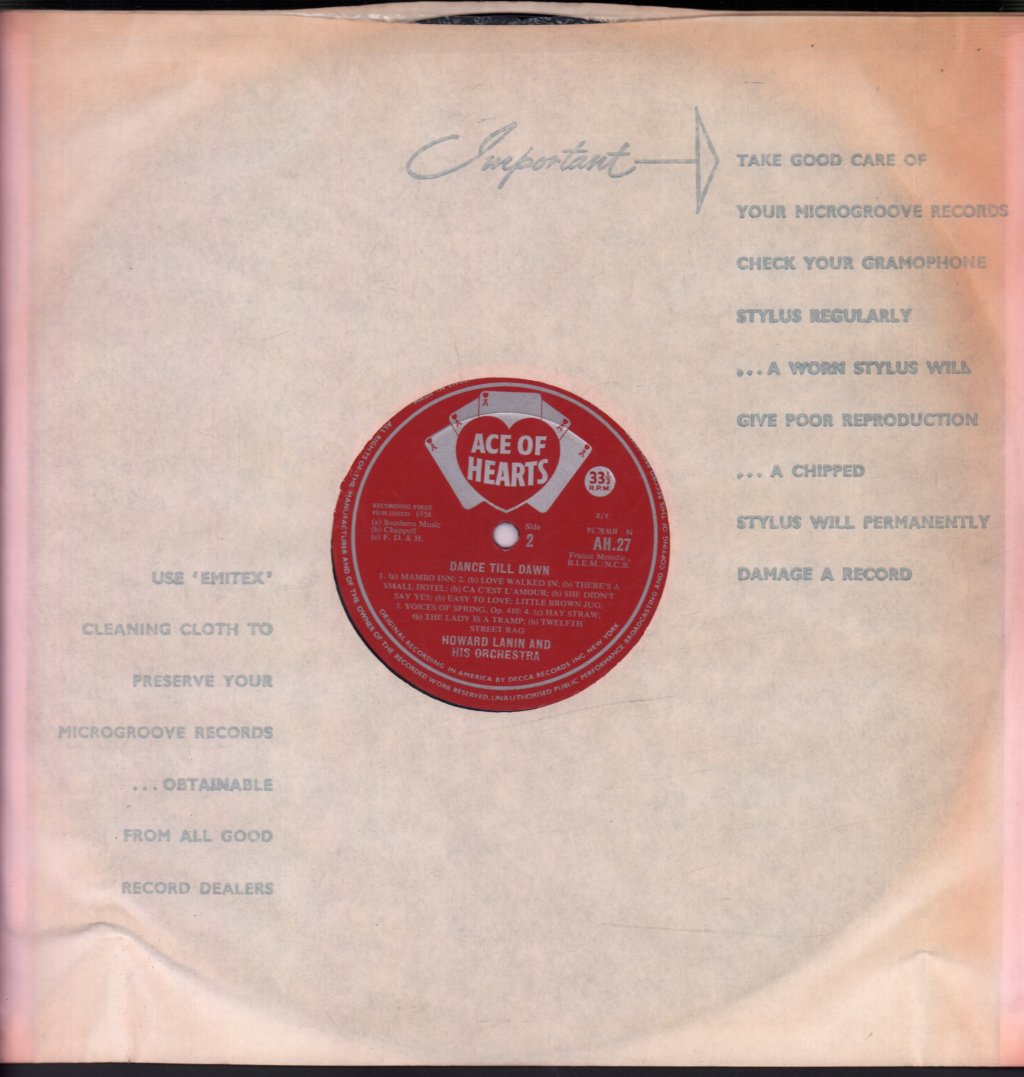 Howard Lanin And His Orchestra - Dance Till Dawn - Lp
