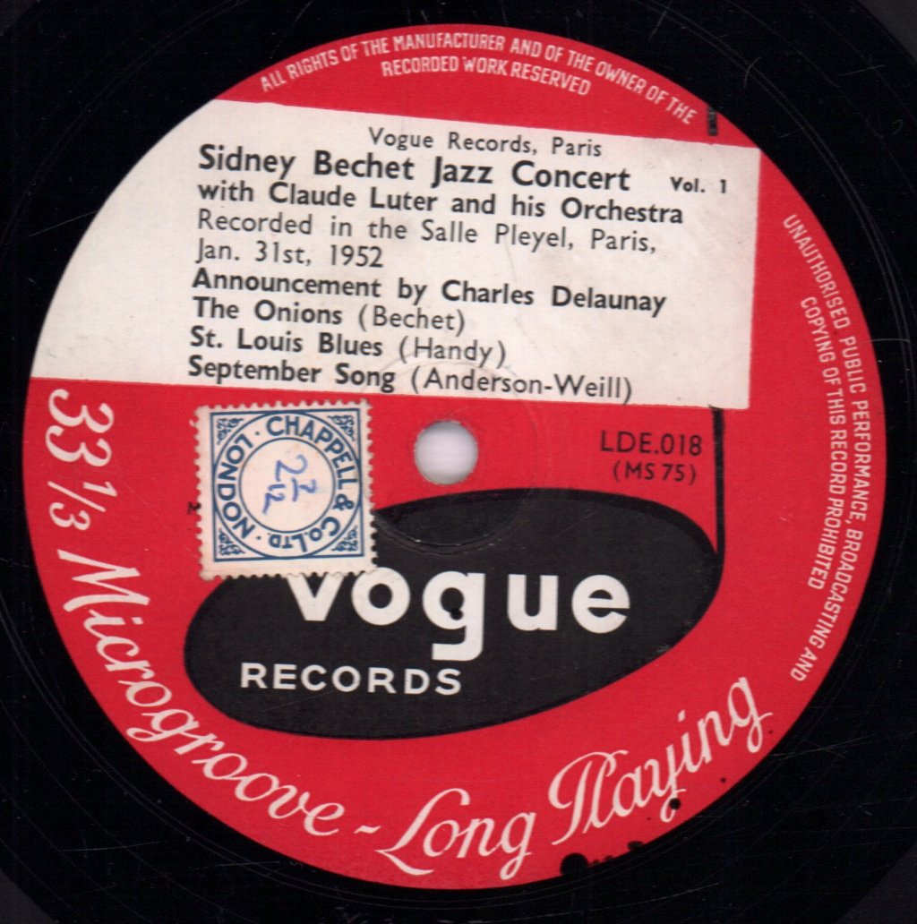 Sidney Bechet - Jazz Concert With Claude Luter And His Orchestra Volume 1 - 10 Inch