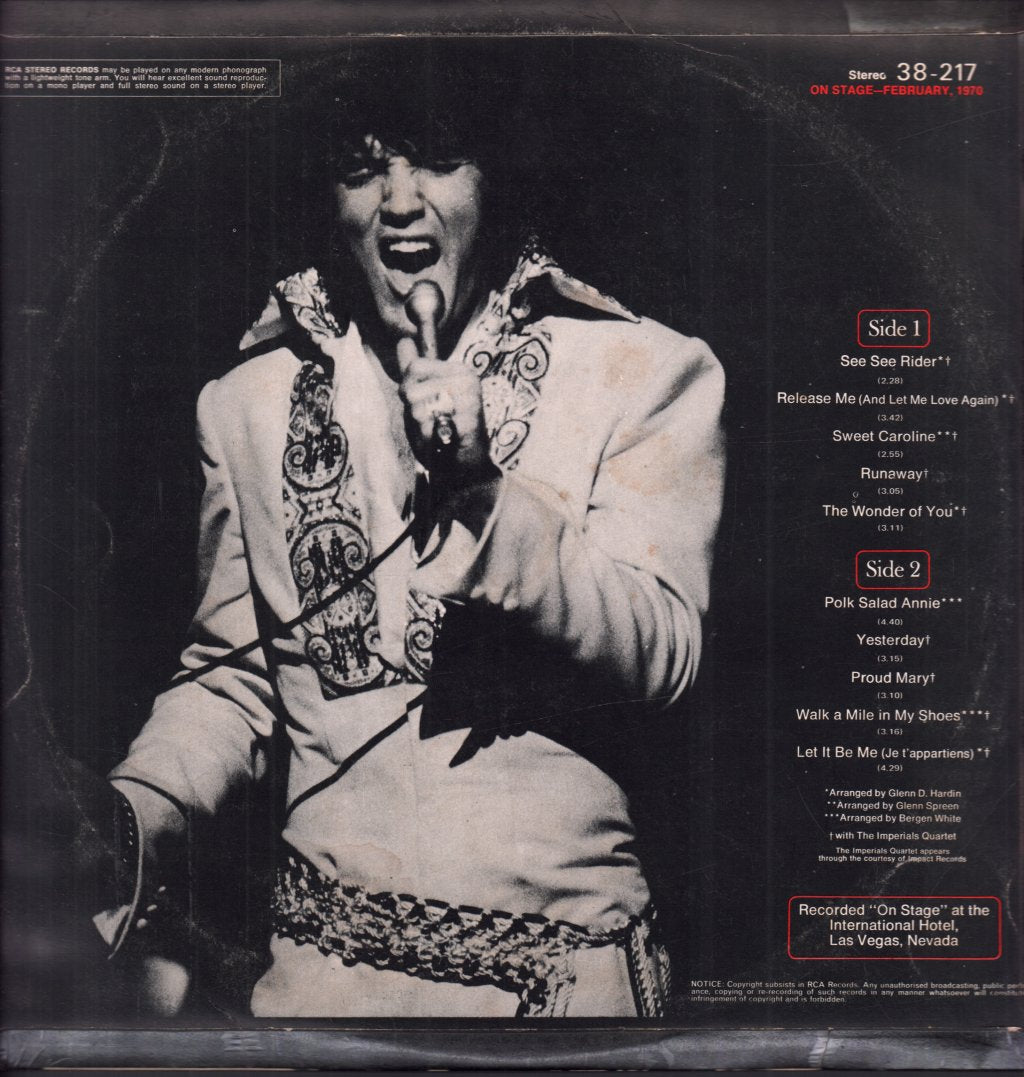 Elvis Presley - On Stage - Lp