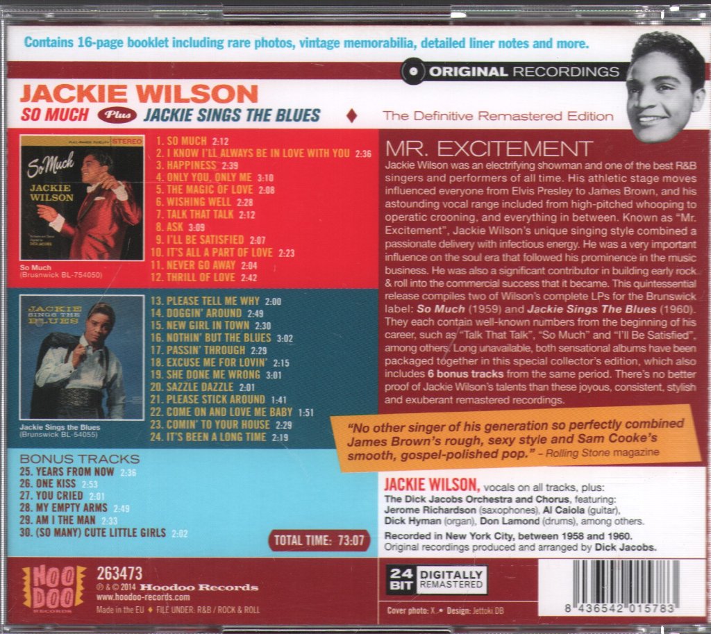 Jackie Wilson - So Much + Jackie Sings The Blues - Cd