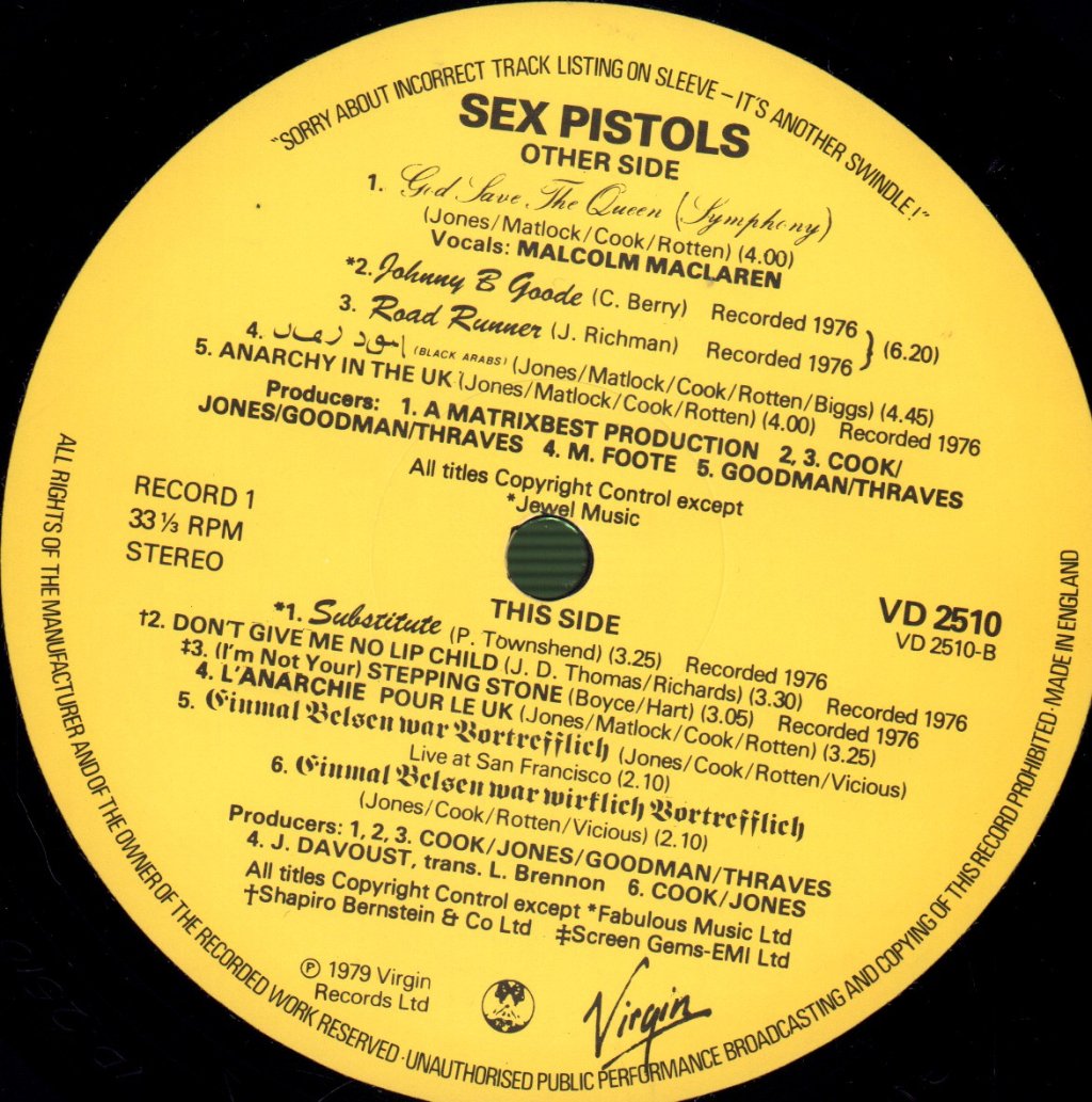 Sex Pistols - Great Rock 'N' Roll Swindle - Double Lp