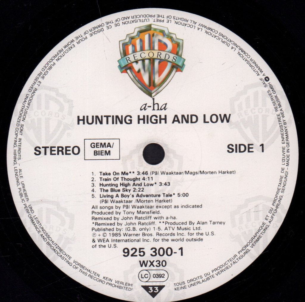 A-Ha - Hunting High And Low - Lp