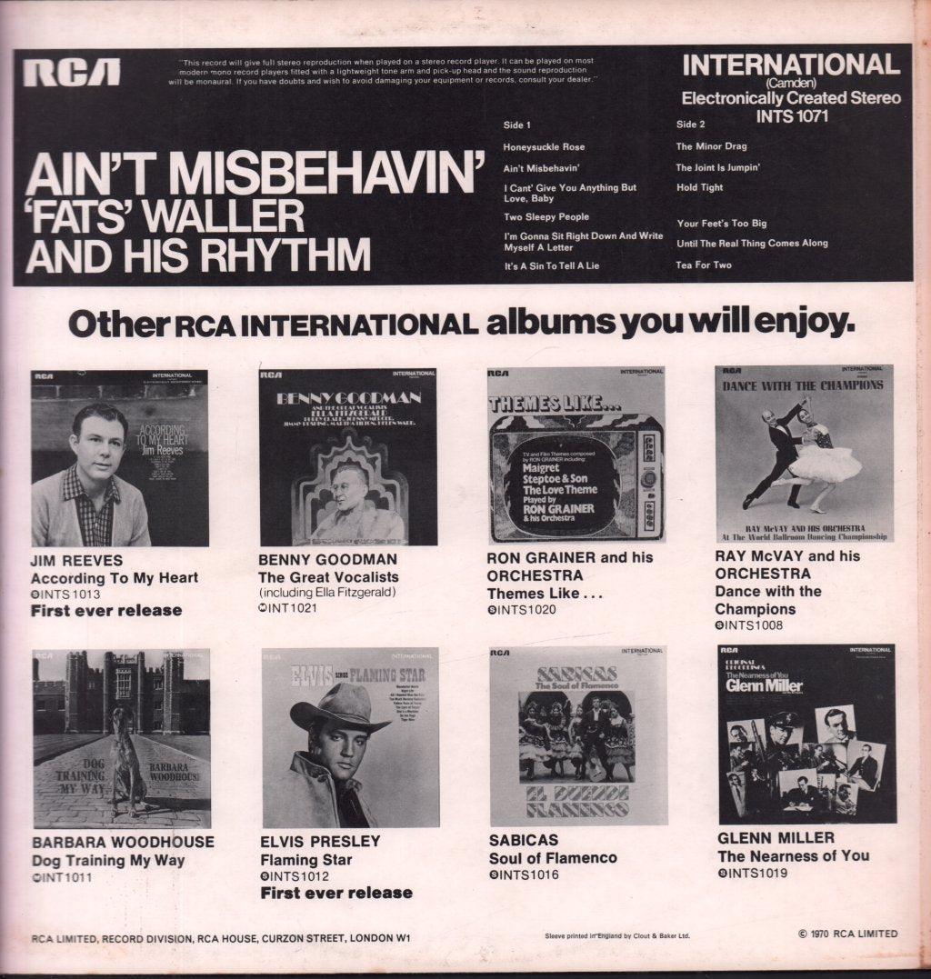 Fats Waller And His Rhythm - Ain't Misbehavin' - Lp