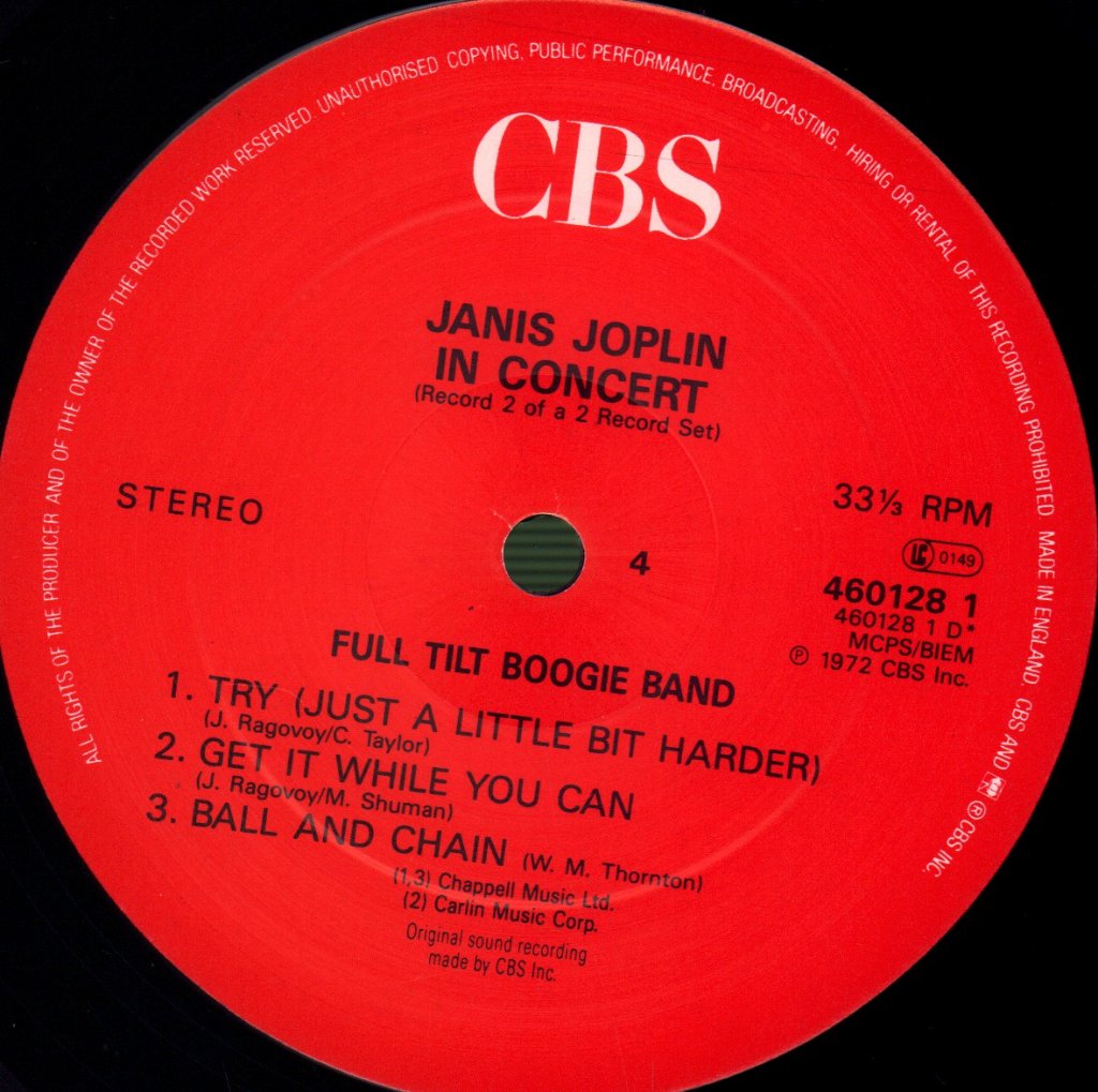 Janis Joplin - Joplin In Concert - Double Lp