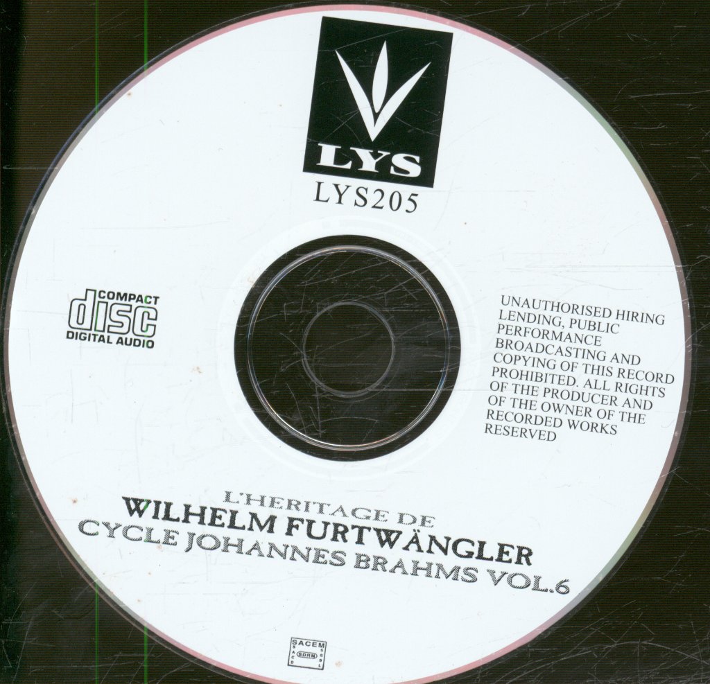 Wilhelm Furtwangler - L'Heritage de Wilhelm Furtwängler: Cycle Johannes Brahms Vol 6 - Cd