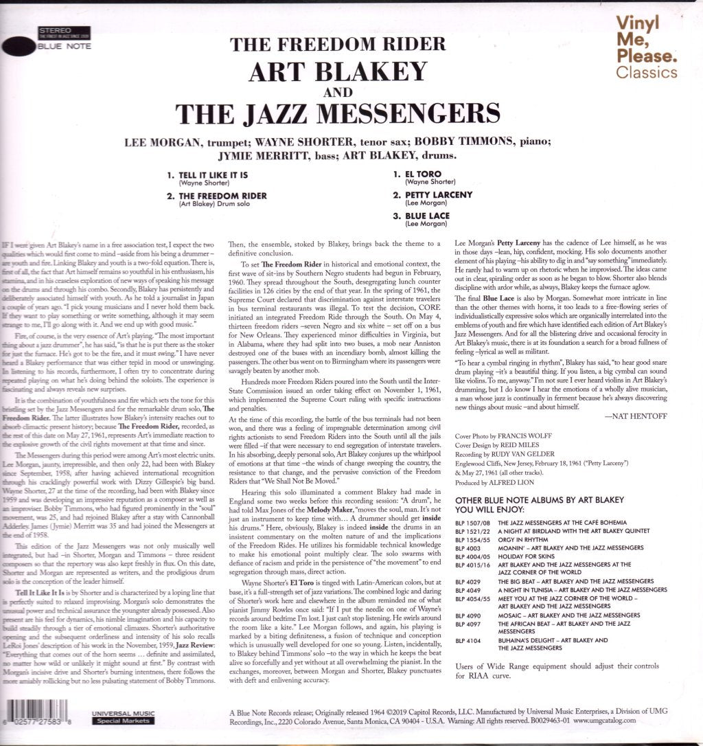 Art Blakey And The Jazz Messengers - Freedom Rider - Lp