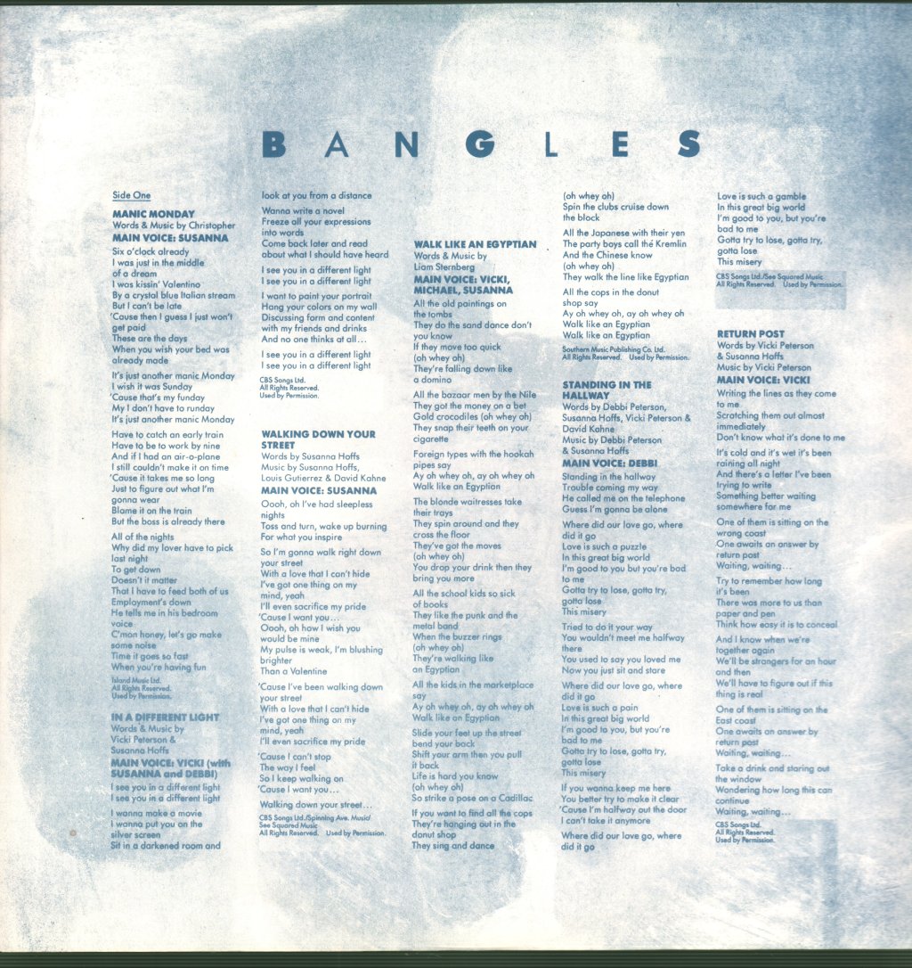 Bangles - Different Light - Lp