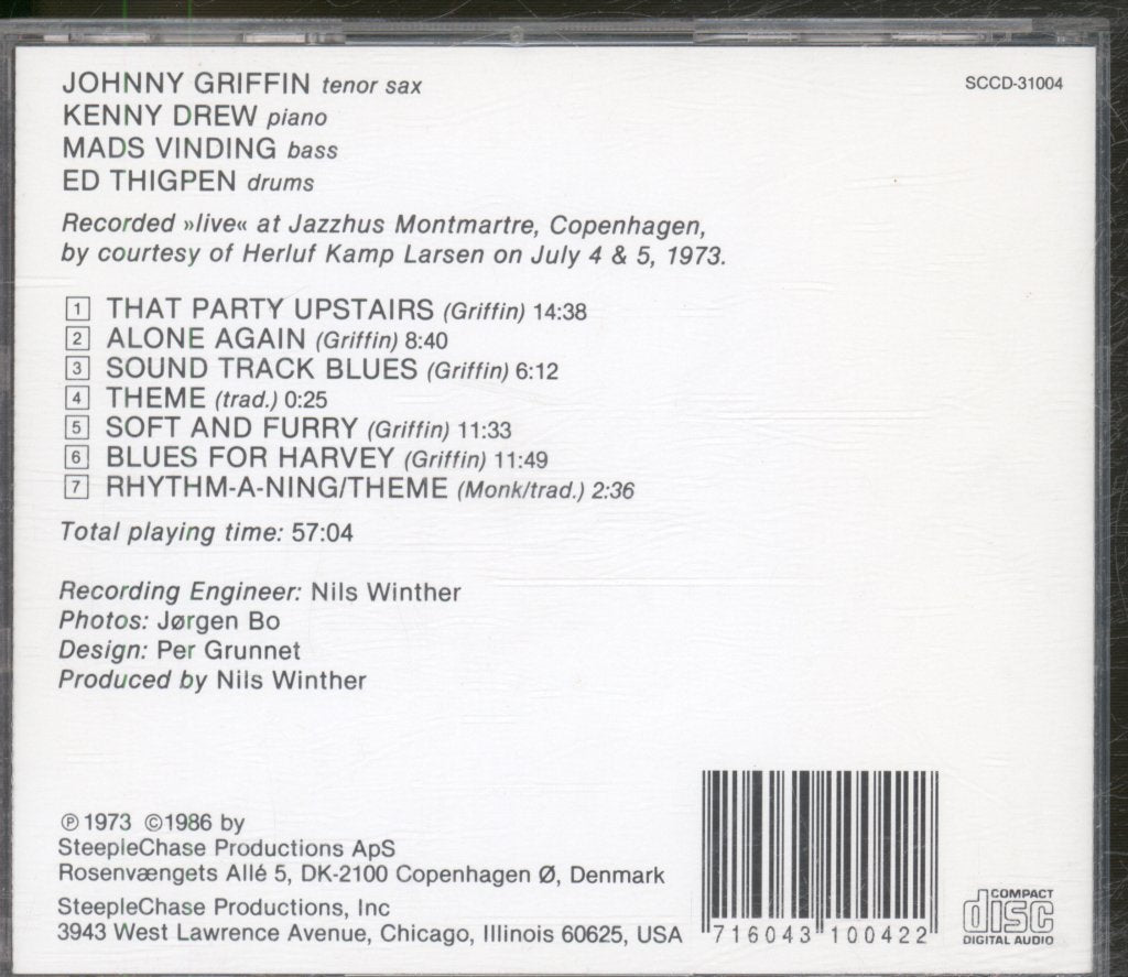 Johnny Griffin Quartet - Blues For Harvey - Cd