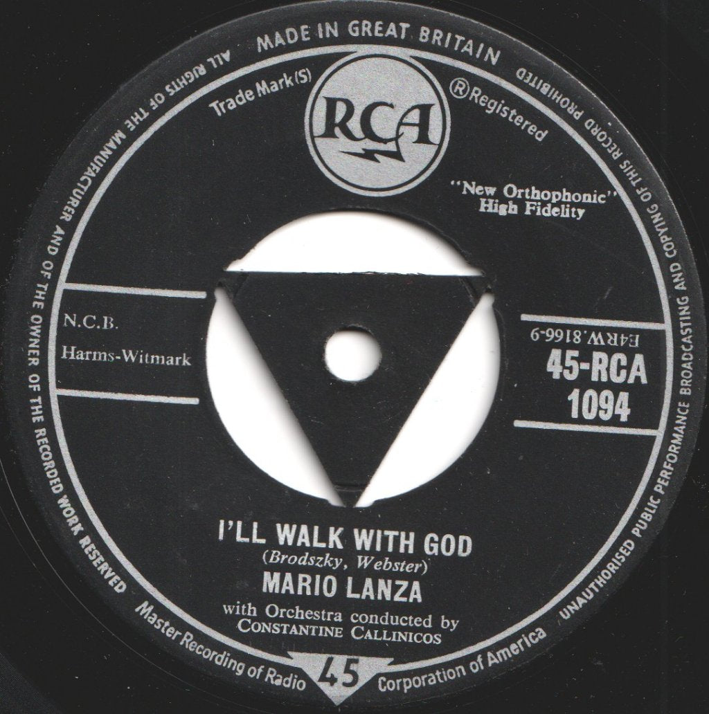 Mario Lanza - Lord's Prayer / I'll Walk With God - 7 Inch